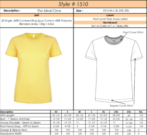 Women's T-shirt Size Chart